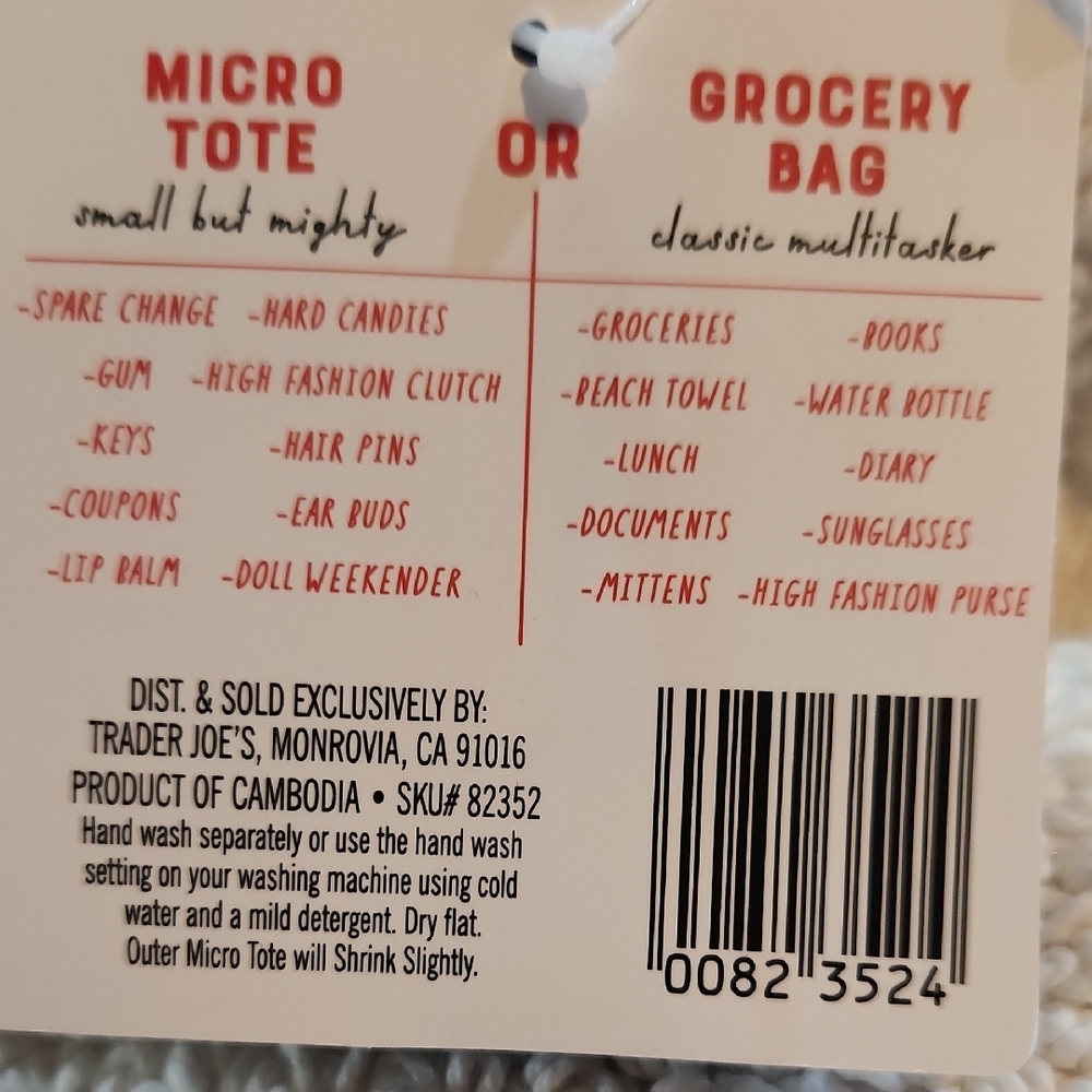 Canvas Micro Tote Bag Set - Red, Green, and Blue - Picture 3 of 8